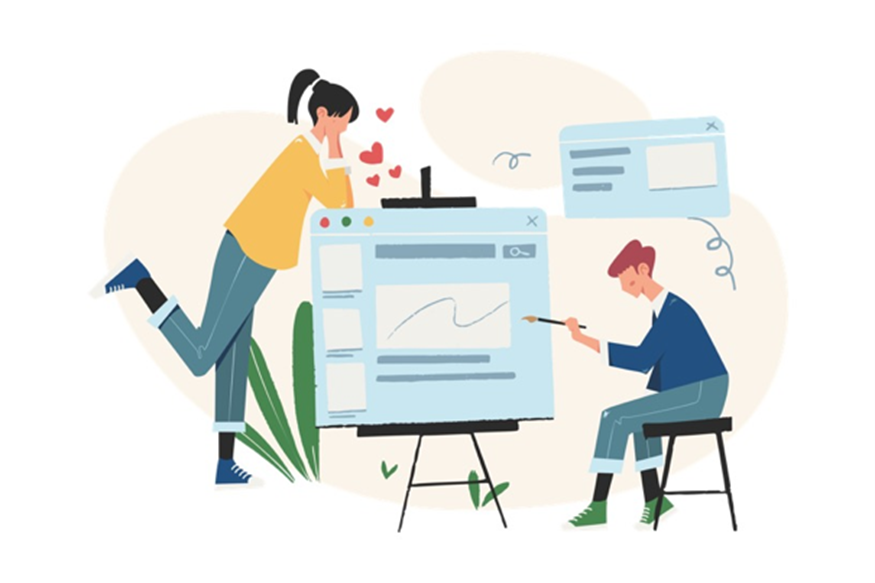 two data analysts in the office illustration
